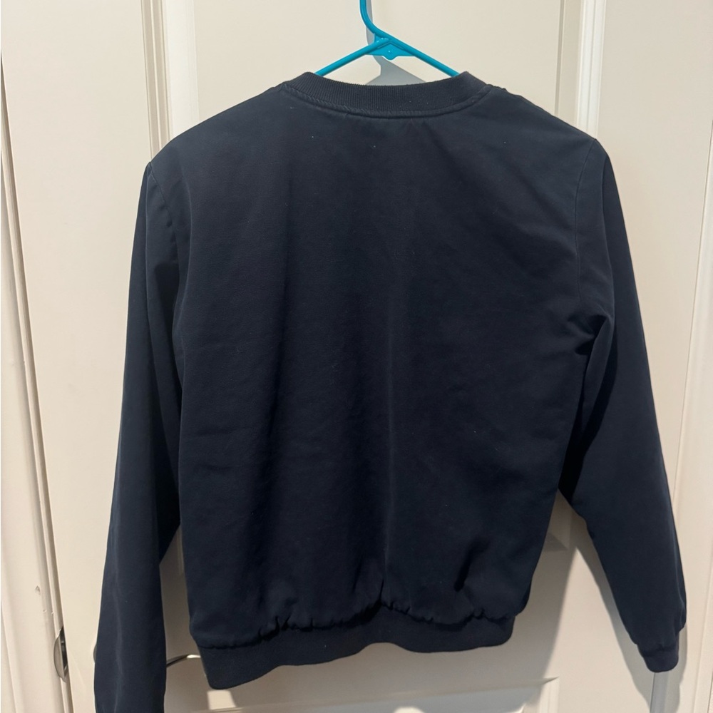 Brandy Melville Navy Bomber Jacket with Cream Sherpa Lining - Picture 3 of 5